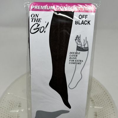 New ON THE GO! Off Black Knee High Pantyhose Nylon Premium Comfort Sz 8 1/2-11